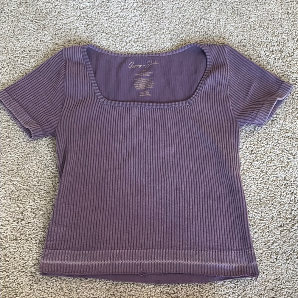 Purple Ribbed Women's Top